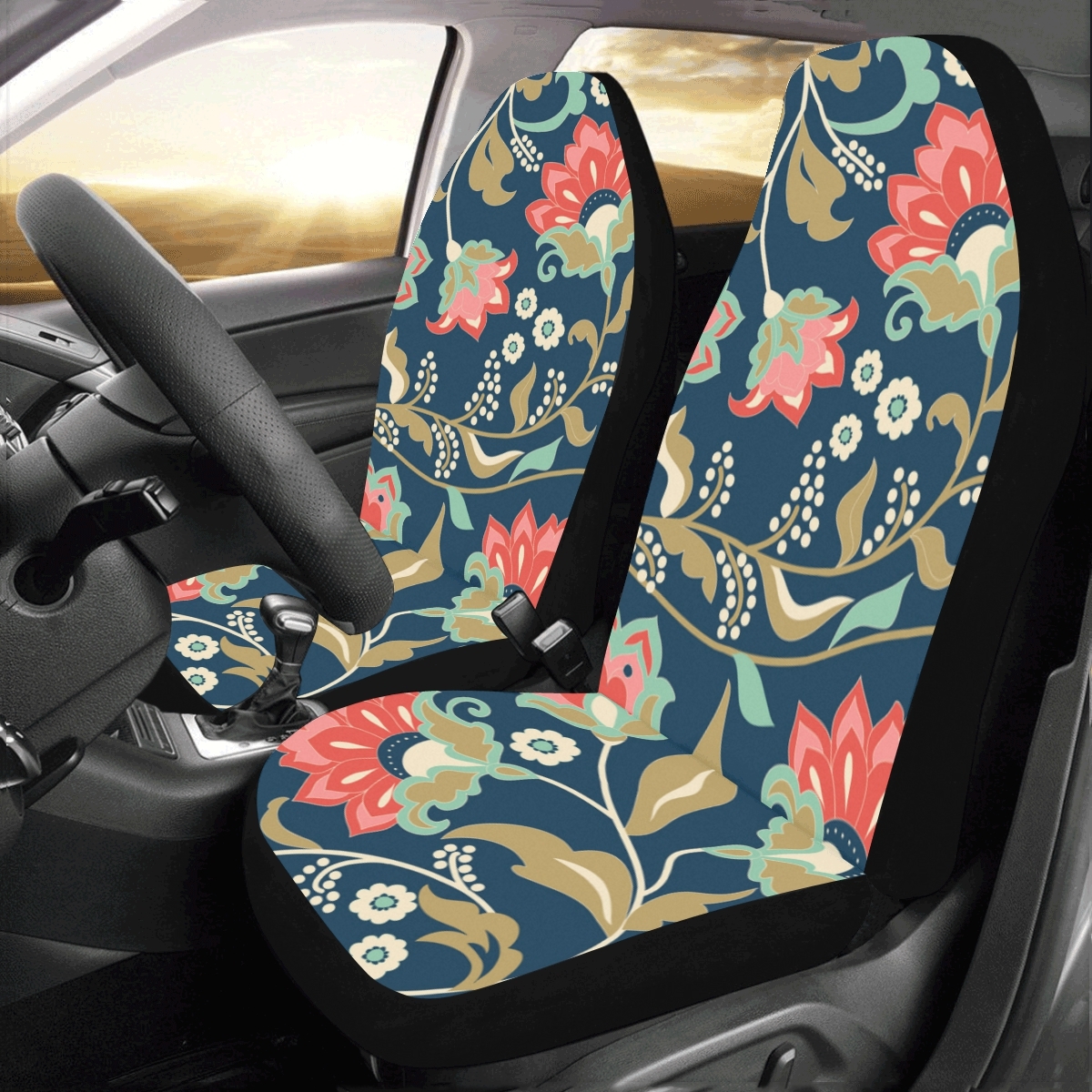 Shiny Flowers Daily Decor Universal Fit Auto Drive Car Seat Covers