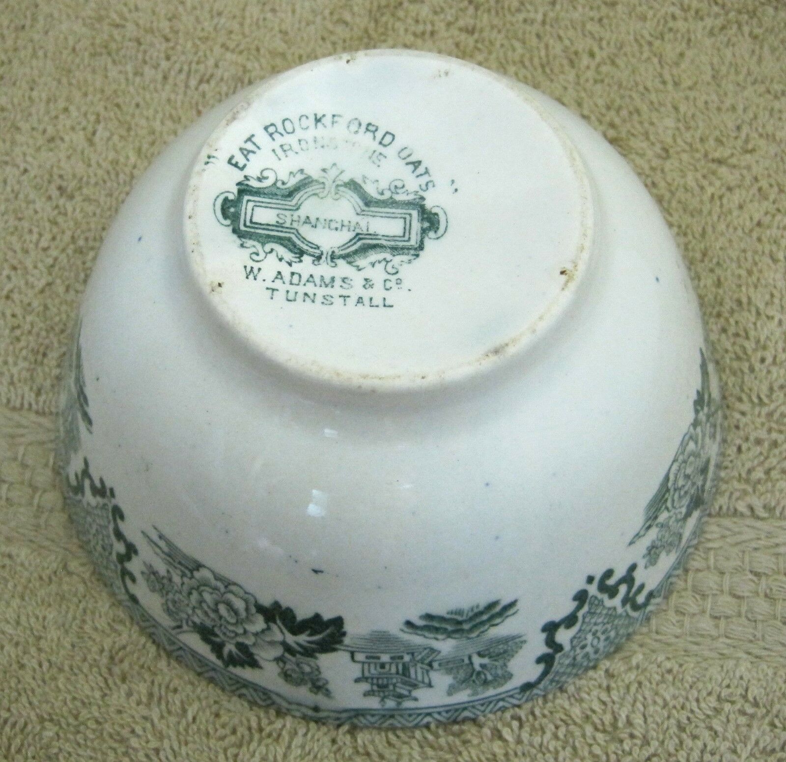 s Adams Tunstall Shanghai Ironstone Blue and White Transferware Luncheon Plate
