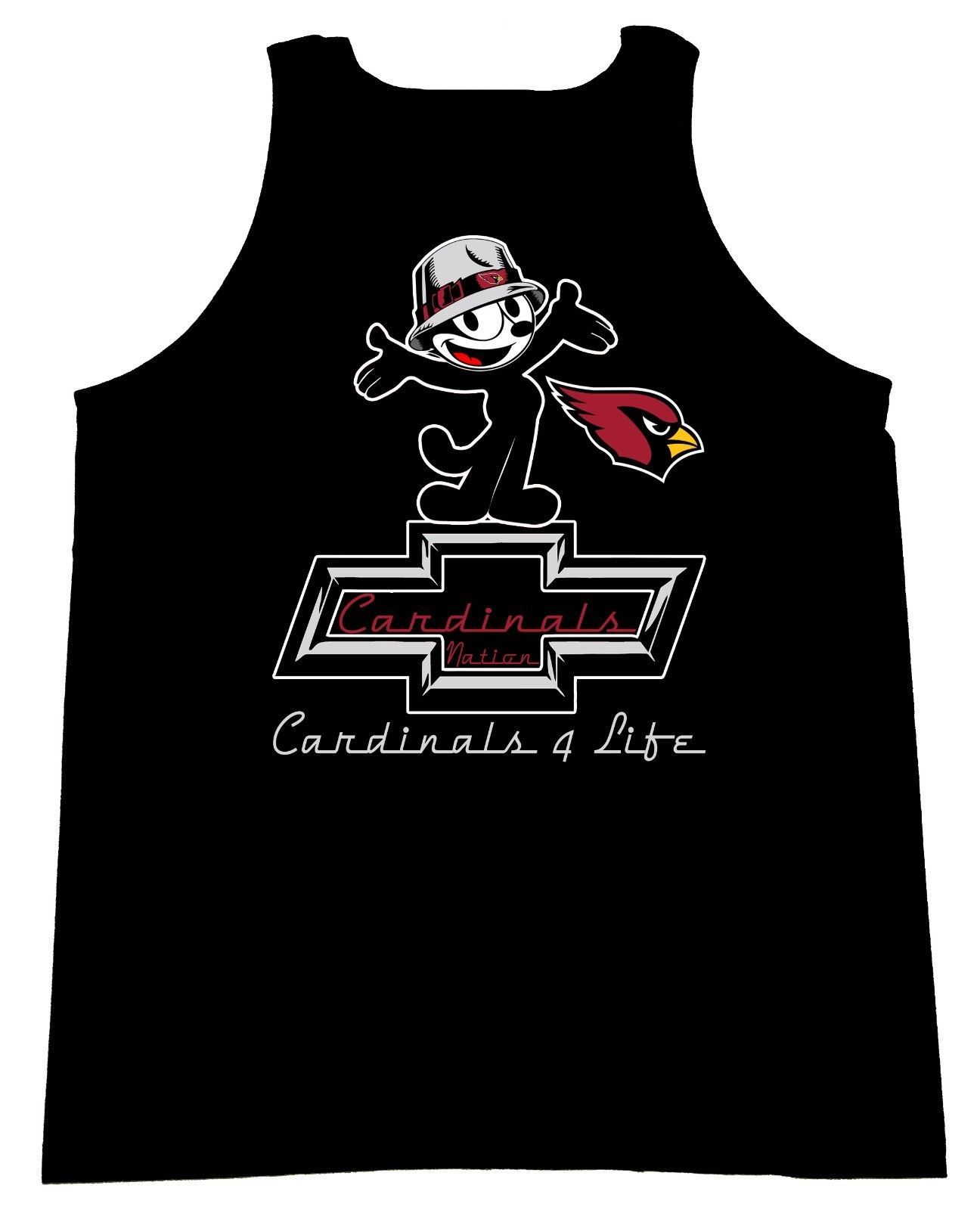 Felix The Cat Chevrolet With The Arizona Cardinals Logo Men Tank Tops