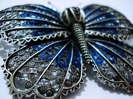 /MUSEUM LARGE BUTTERFLY/ Sterling Silver Filigree Brooch PERSONALIZED Gi... - $163.35