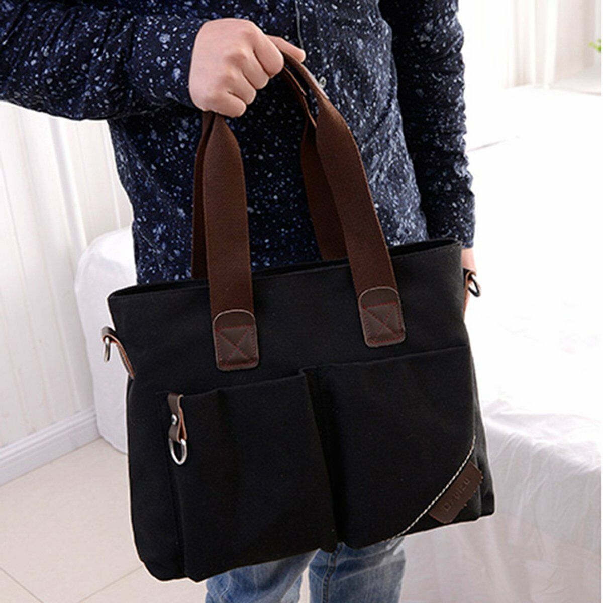 Vintage Men"s Canvas Schoolbag Satchel Shoulder Messenger Bag Laptop Bags Shoes