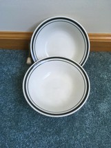 GIBSON SOUP OR CEREAL BOWL WHITE WITH BLACK RINGS 6 3/8&quot; SET OF 2 - $11.75