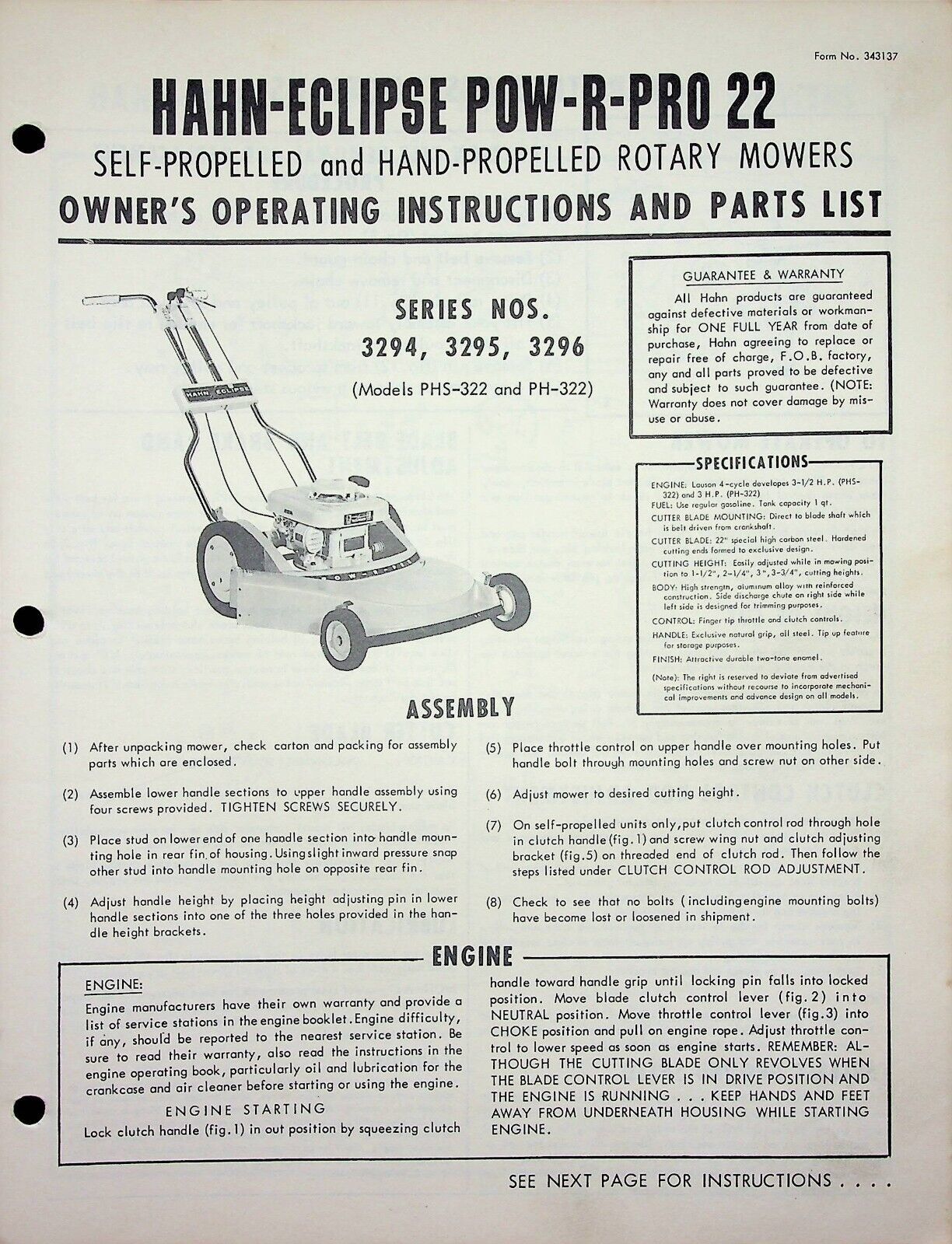 PowRPro 22 Self Propelled Mower Hahn and similar items