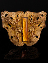 Antique Victorian butterfly brooch - yellow rhinestone edwardian sash pi... - $225.00