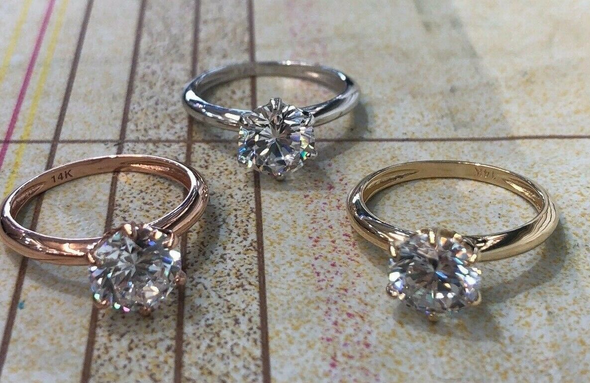 2.00 Carat Created Diamond 14K White Yellow Or Rose Gold Engagement Ring