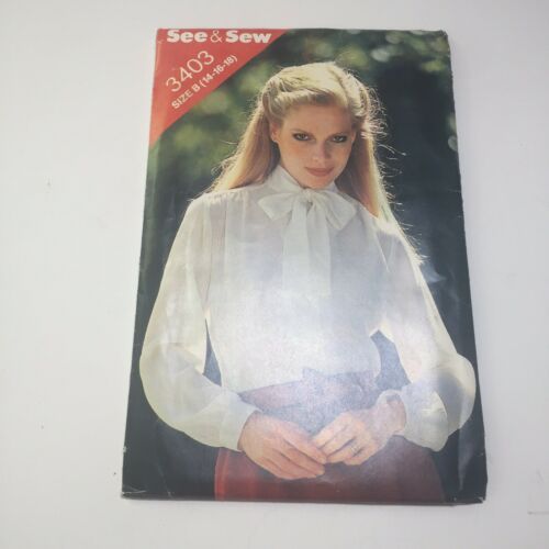 See & Sew 3403 Size 14 16 18 Misses' Blouse Pussy Bow - $12.59