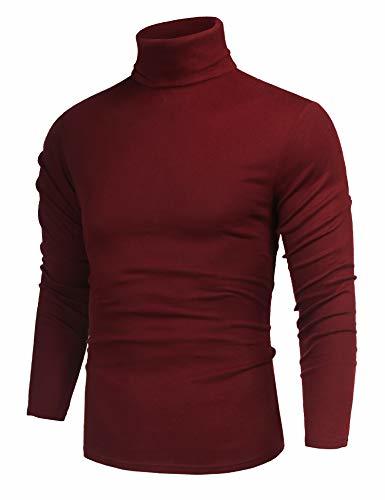 poriff Men's Snug Fit Turtleneck Long Sleeve Pullover Casual Thermal ...