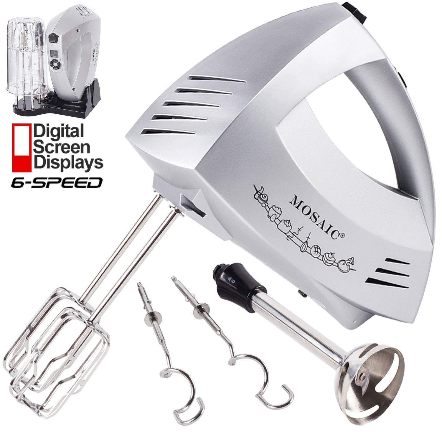 MOSAIC Hand Mixer Electric, 300W Powerful 6 Speeds Mixer Immersion