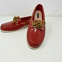 GH Bass Womens Red Patent Leather Size 10 Lace Up Boat Marine Shoes - $27.69