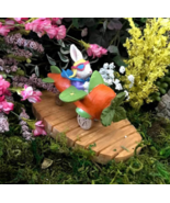 1 Pcs Miniature Garden White Bunny Rabbit In A Carrot Airplane - DL - $20.00