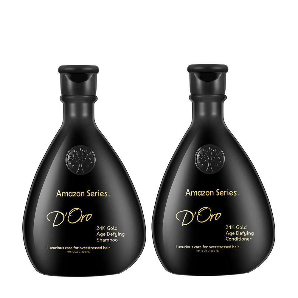 D'Oro Amazon Series 24k Gold Shampoo & Conditioner Moisture Repair Set 10.1 oz