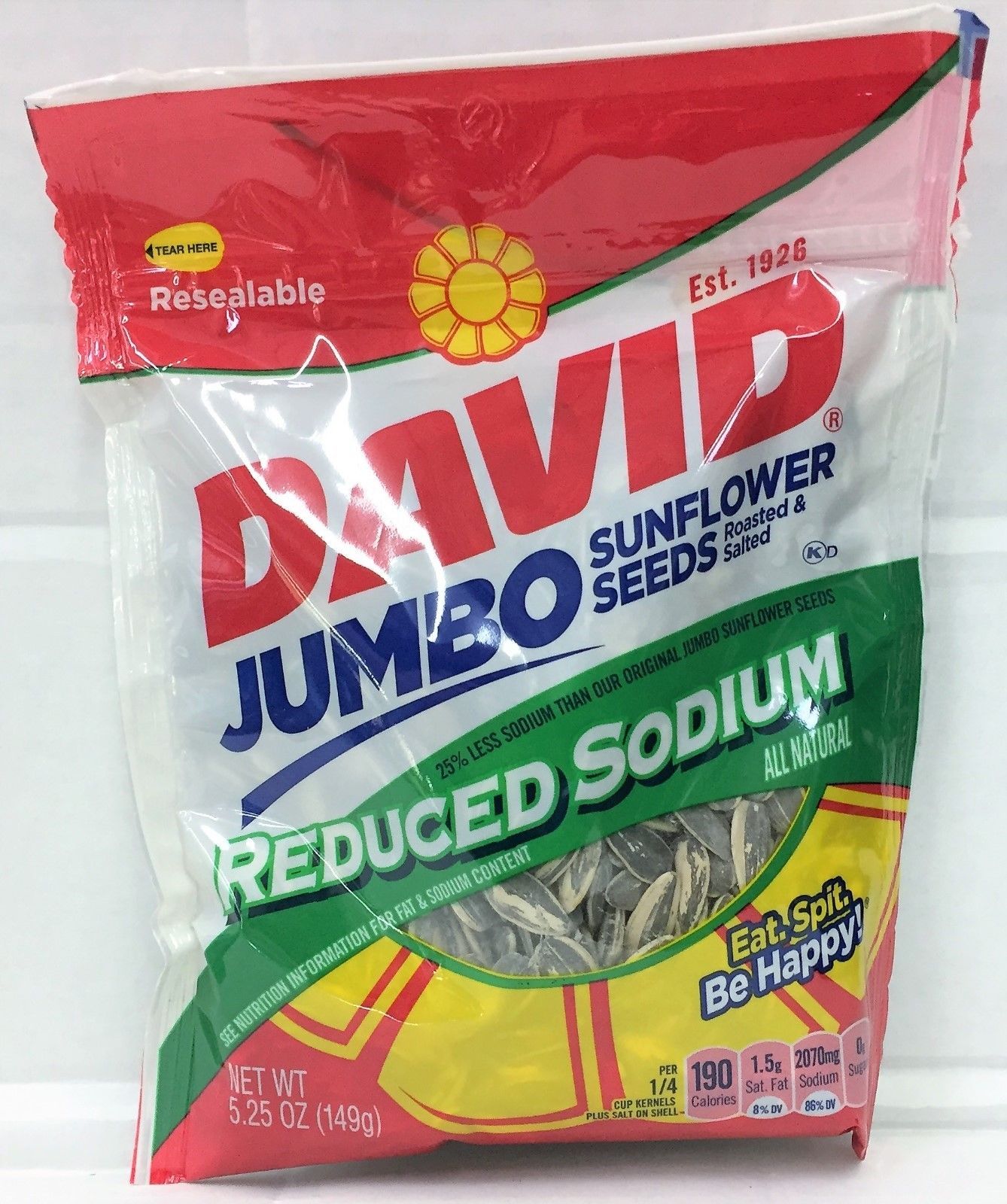 David Jumbo Reduced Sodium Roasted & Salted Sunflower Seeds 5.25 Oz (2 