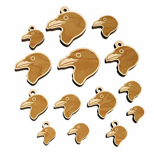 Clever Raven Head Mini Wood Shape Charms Jewelry DIY Craft - 30mm (6pcs) - with