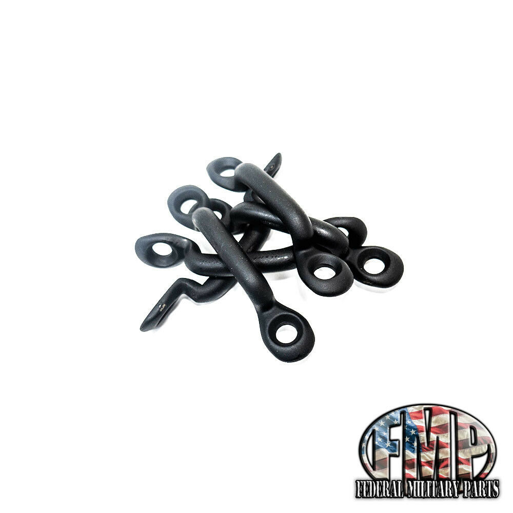 25 PK BLACK MILITARY CANVAS TARP / CANVAS HOOK (B) TIE DOWN M998
