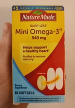 Nature Made Fish Oil Burp-Less Mini Omega 3 - 540 mg  60 Softgels  EXP 1... - $19.59