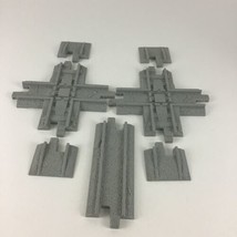 GeoTrax Replacement Train Track Pieces Gray Gravel 7pc Lot 4 Way 2003 Mattel - $17.77