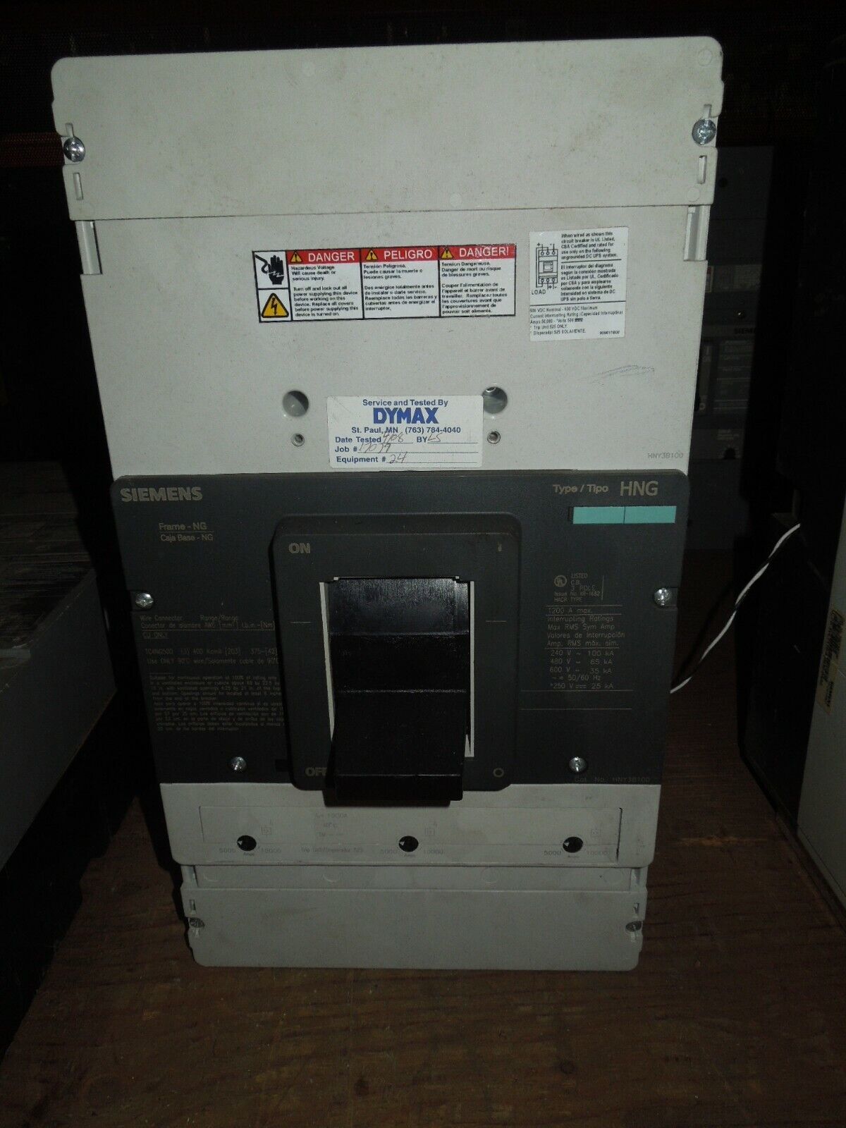 Siemens Type HNG HNY3B100 1000A 3p 600V 100% Rated Circuit Breaker 525 Trip Unit - $4,500.00