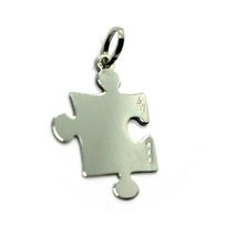 18K WHITE GOLD CHARM PENDANT, 20mm 0.8" PUZZLE PIECE, FLAT, MADE IN ITALY image 3