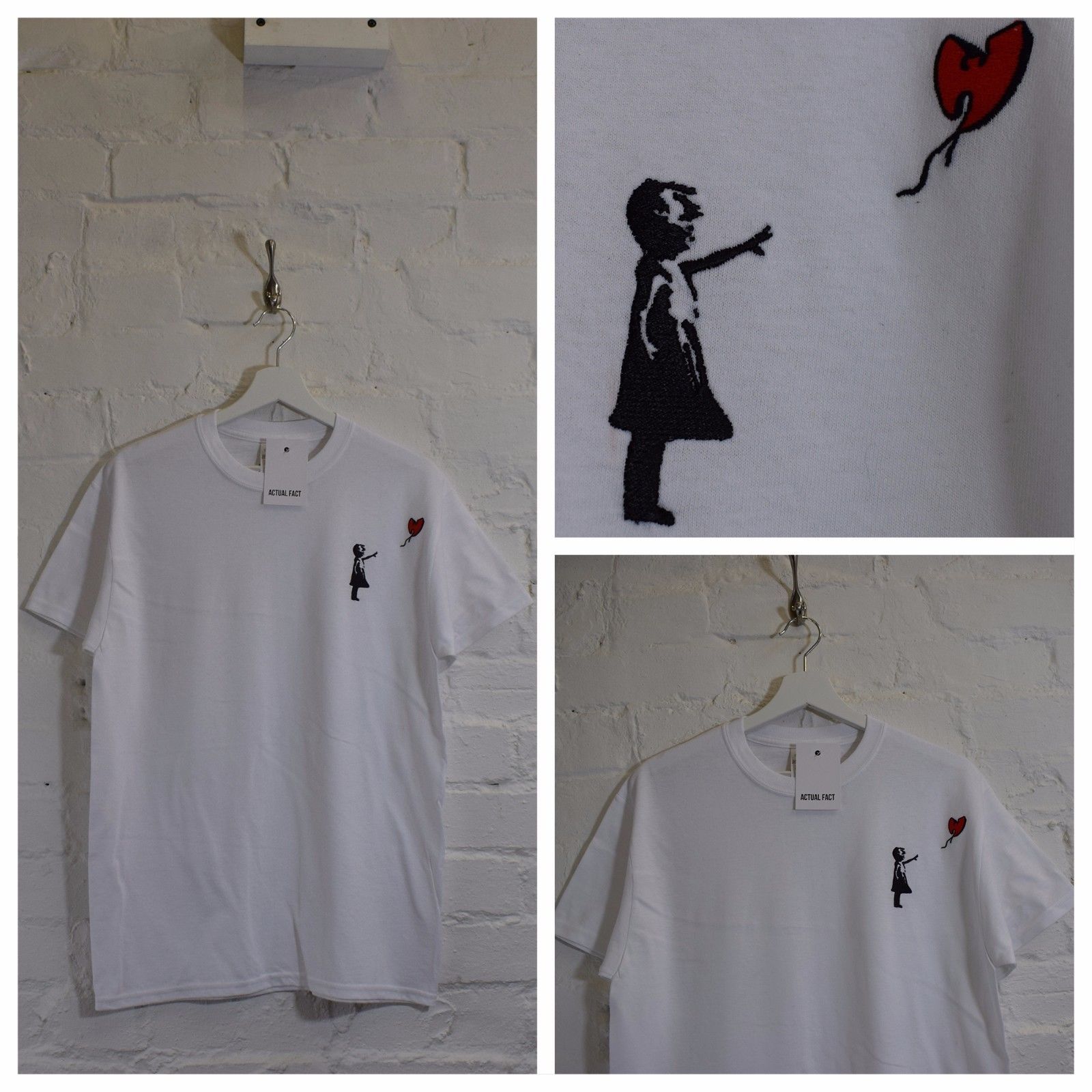 Image of Actual Fact Wu Tang Clan x Banksy Street Art White Tee T-shirt