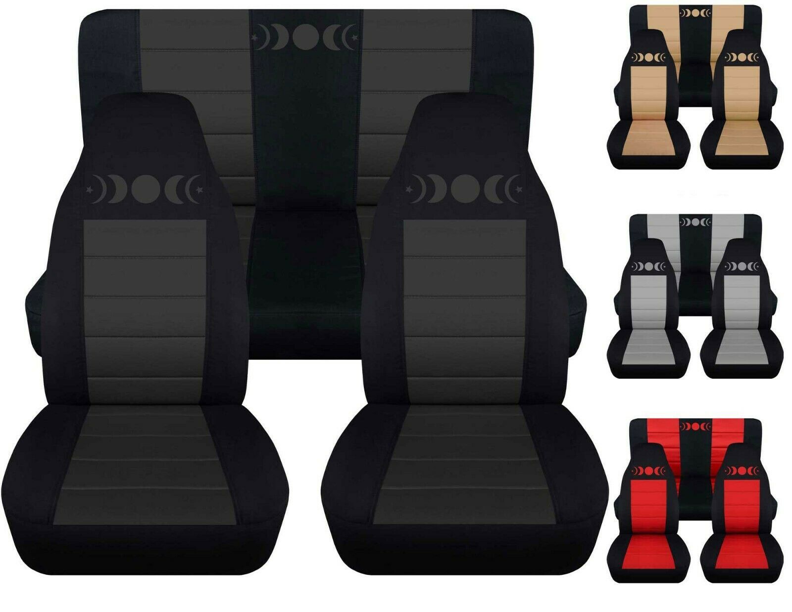 Front and Rear car seat covers Fits Jeep wrangler YJ-TJ-LJ  Moon Phase design