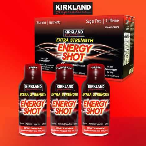 Primary image for Kirkland Signature Extra Strength Energy Shot, 48 Bottles, 2 Ounces Each