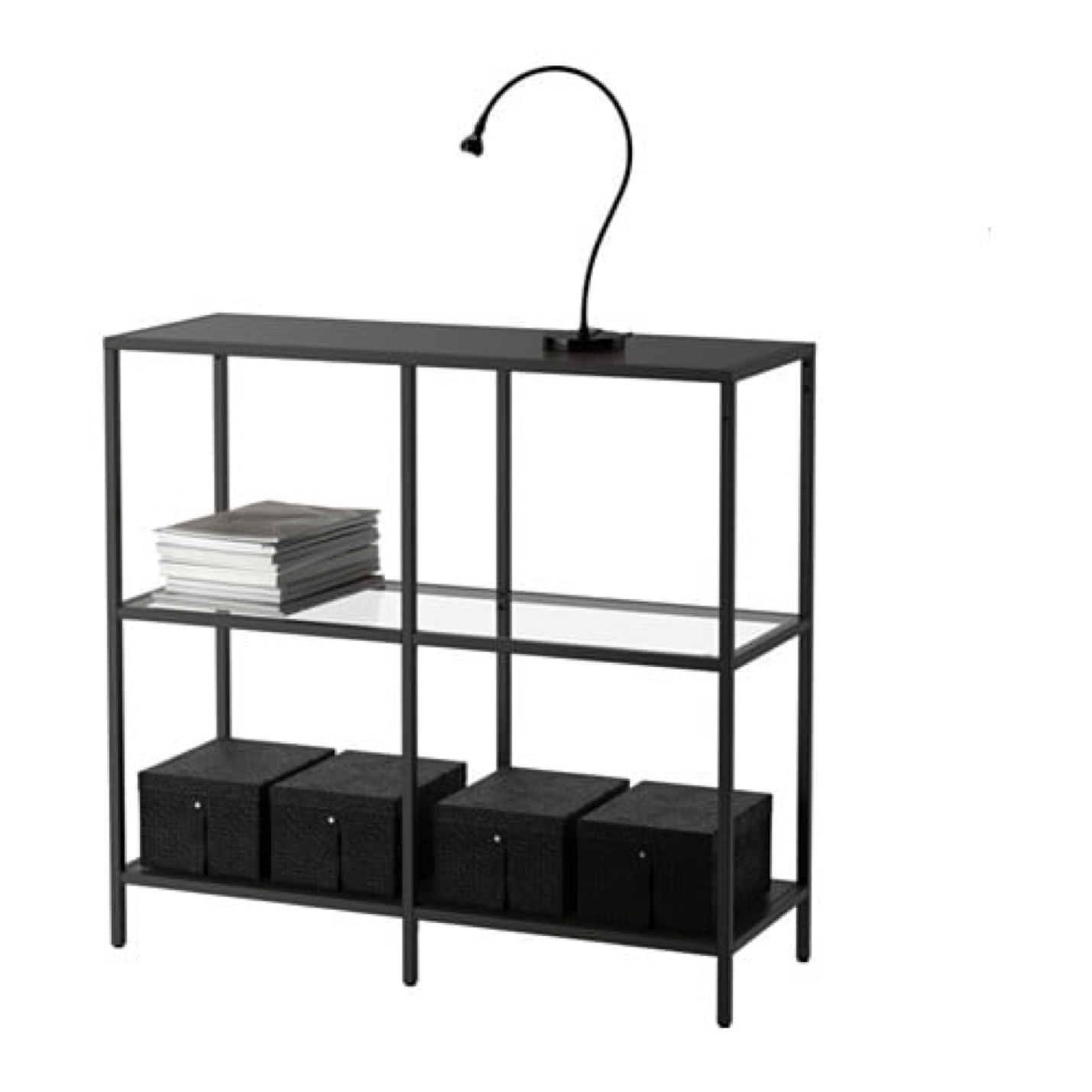 Ikea Vittsjo Shelf Unit Black Brown Glass 90305803 New Free Shipping Bookcases 0880