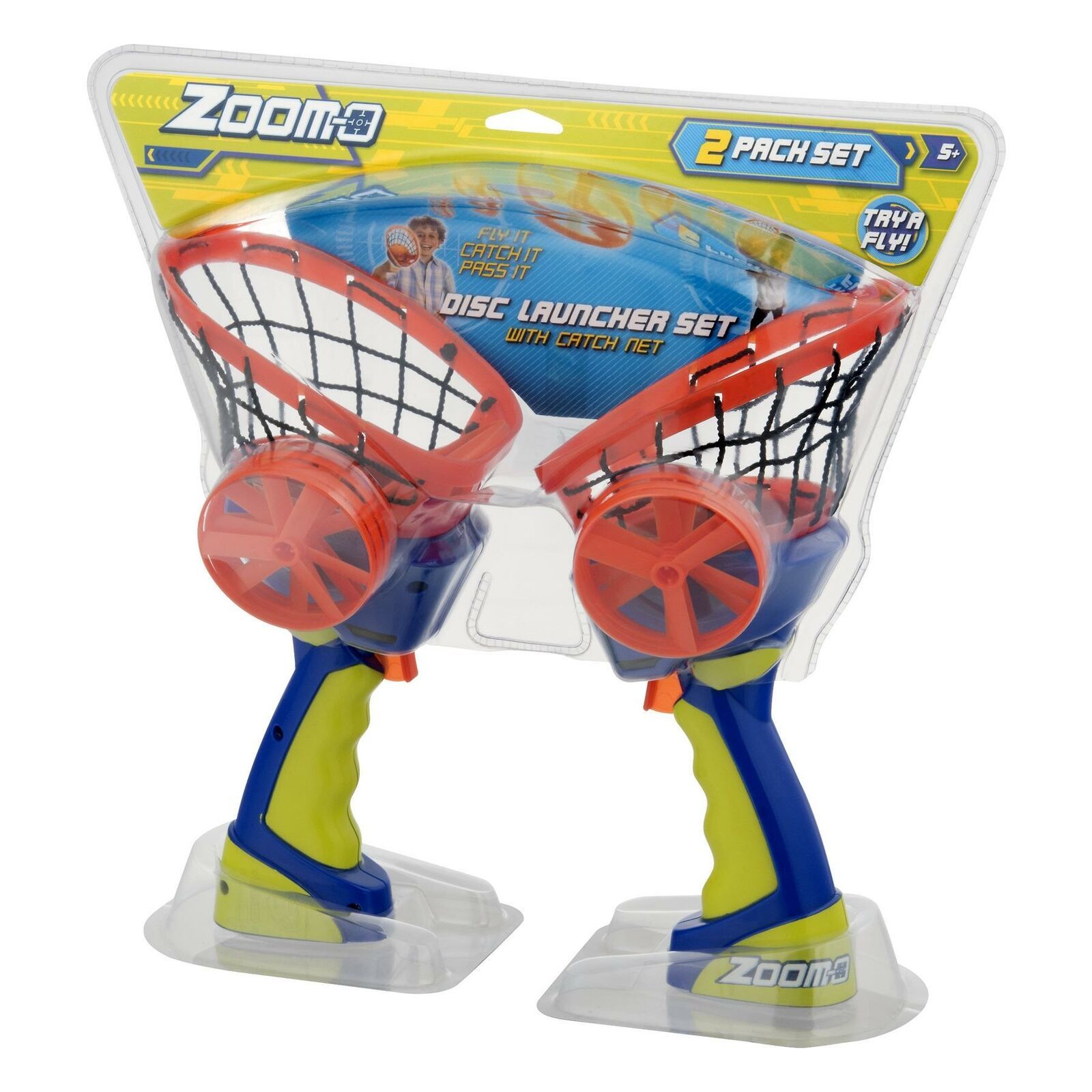 Zoom Disc Launcher Set With Catch Net, 1.0 CT Balls, Frisbees
