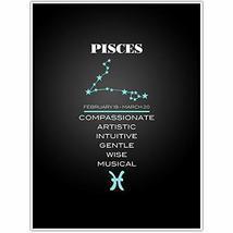 Astrological Zodiac Sign Pisces Wall Art Decor Poster - $20.00