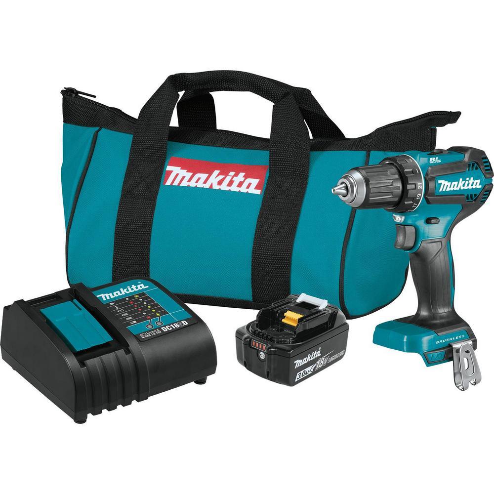 Makita 18-Volt LXT Lithium-Ion Brushless Cordless 1/2 In. Driver-Drill ...