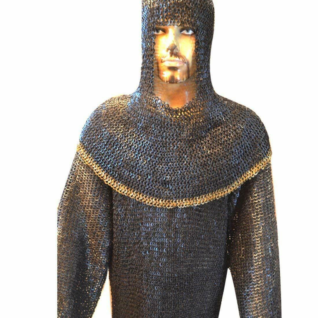 Souvenir India Chainmail Hood/Coif 9 mm Flat Riveted MS Medieval Armor 