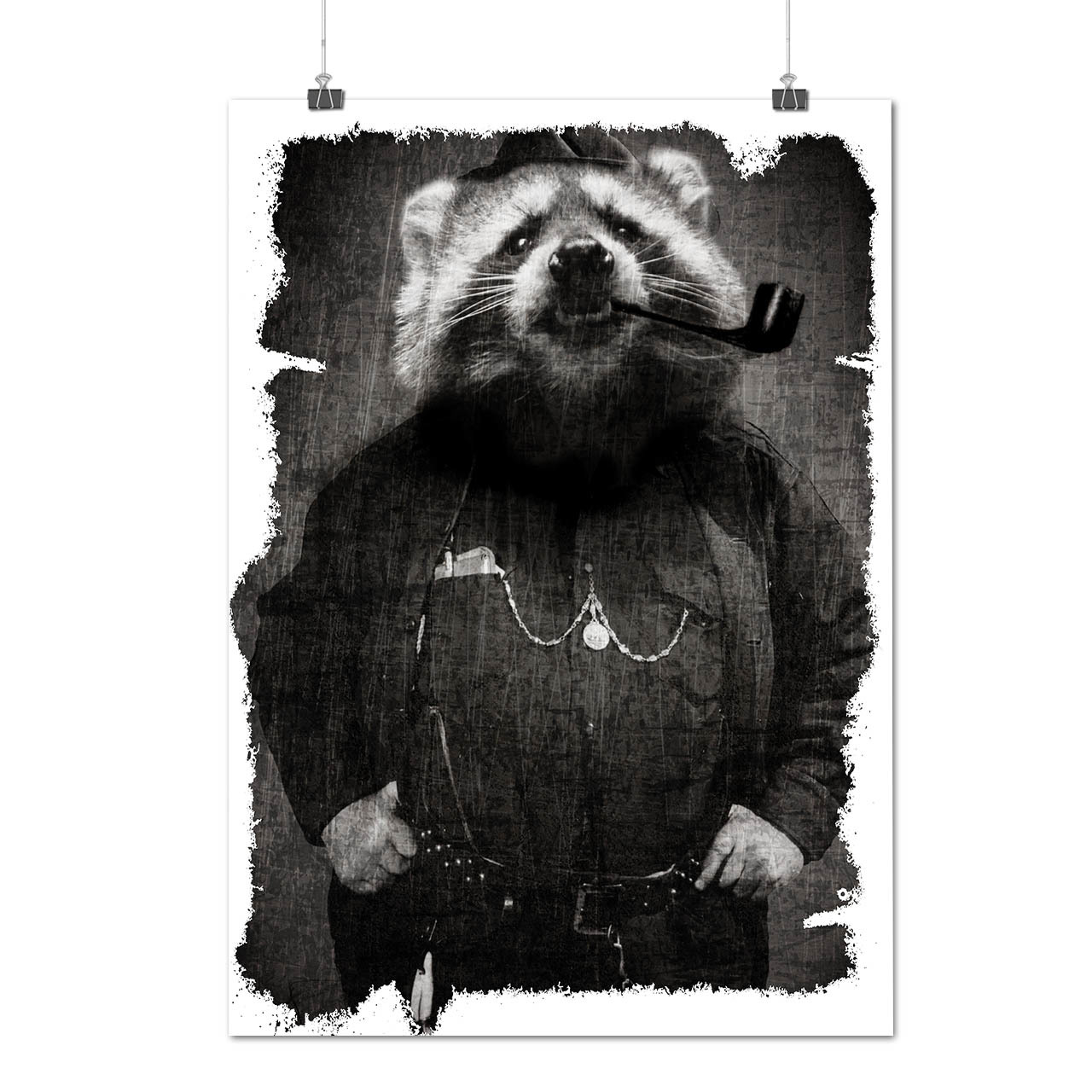 Racoon Face Smoke Animal Smoke Pipe Matte/Glossy Poster A0 A1 A2 A3 A4 ...