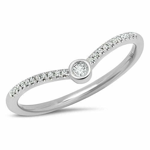 Curved Wedding Band .925 Sterling Silver with Cubic Zirconia CZ Solitaire Ring