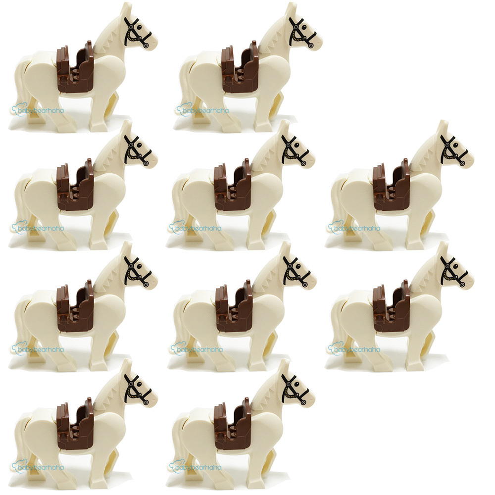 10PCS Lord Of The Rings Hobbit Knight White War Horse Army Building Bricks Toys