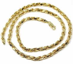 18K YELLOW GOLD CHAIN NECKLACE 4 MM BIG DIAMOND CUT SQUARE ROPE LINK, 19.70" image 1