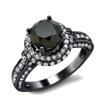 Solitaire W/ Accents Wedding Ring 14k Black Gold Plated 925 Silver ...