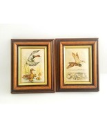 Set of 2 Vintage Wood Framed Fabric Wall Art Flying Swiming Ducks Geese ... - $26.00