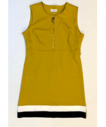 New Calvin Klein Women Zip Front Stripe Dress Mustard Size 10 - $59.39
