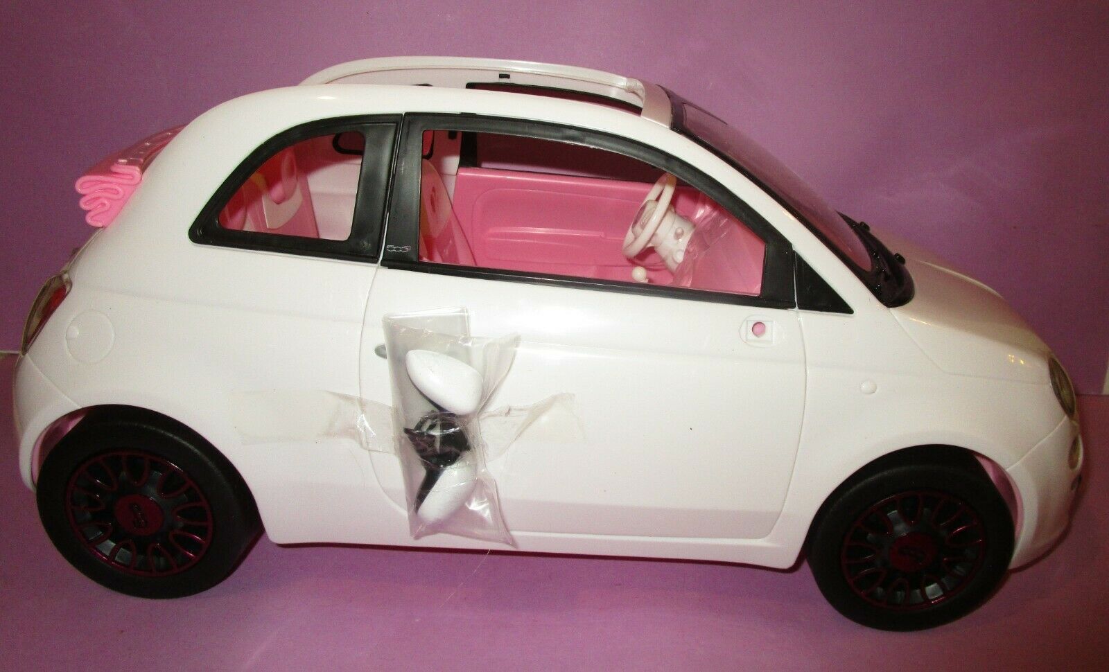 Barbie White Fiat 500 Car Pink Seats SUV Vehicle Cruiser Convertible ...