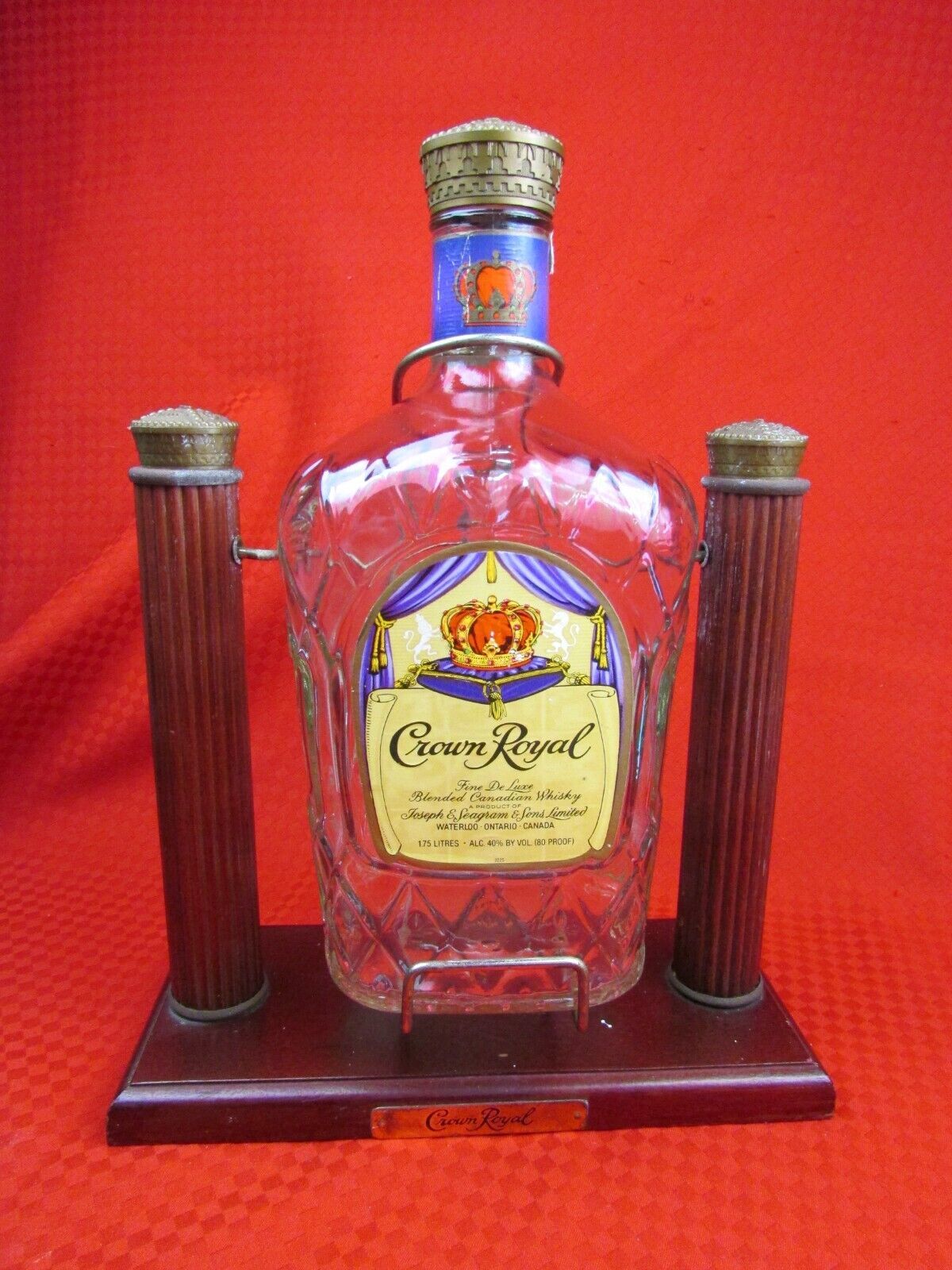 Vintage Crown Royal Bottle with Swinging Tilt and Pour Stand & Cradle
