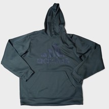 Adidas Athletic Pullover Hoodie Climawarm Sweatshirt Sz Mens L Hunter Green - $16.66