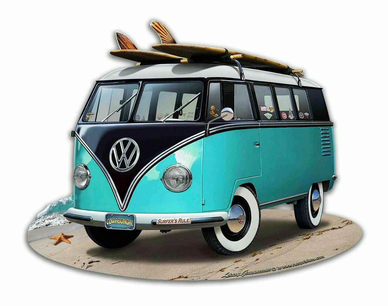 Primary image for VW Bus Turquoise Plasma Cut Metal Sign
