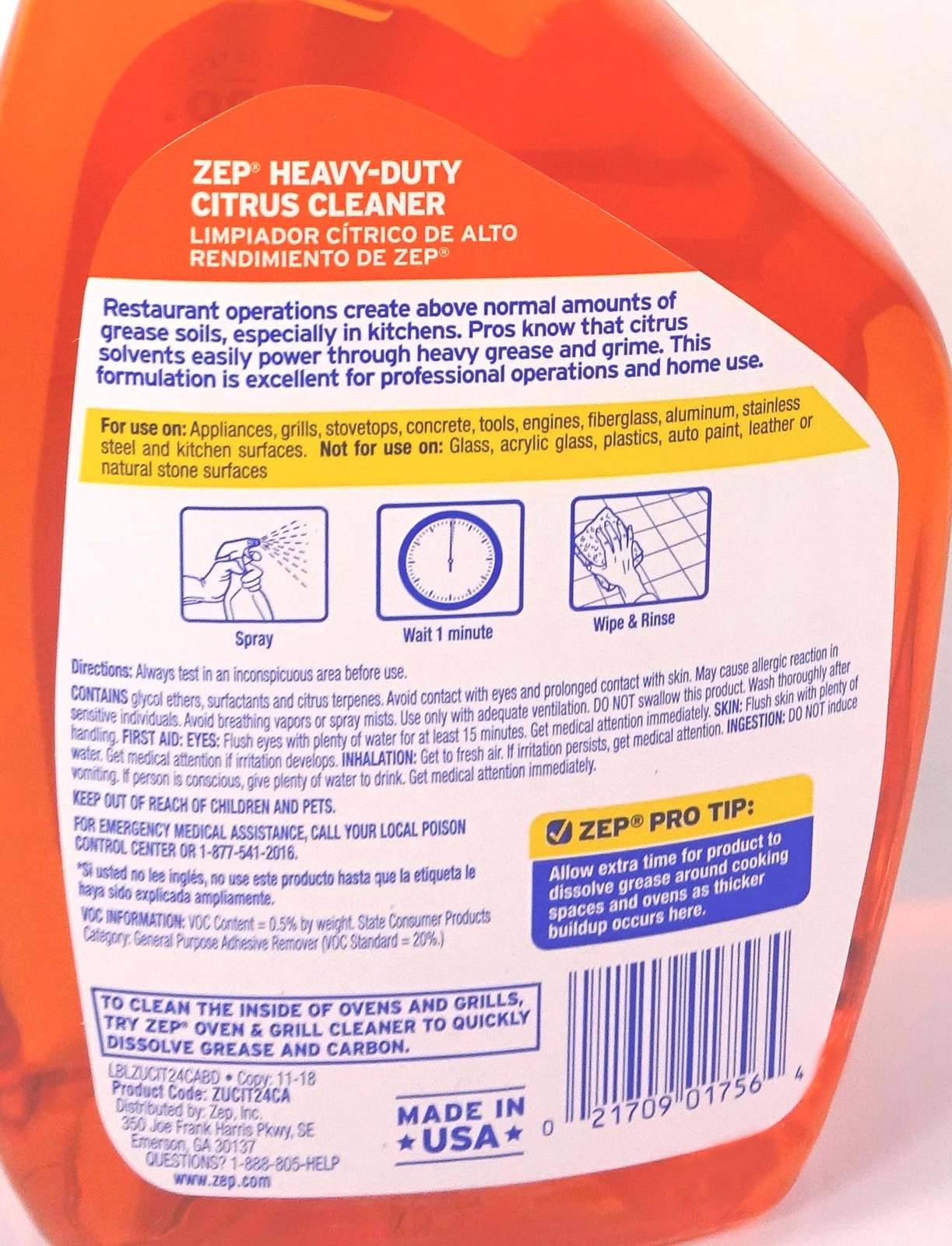 Zep Pro Heavy Duty Citrus Cleaner And Degreaser (24 fl oz Spray Bottle