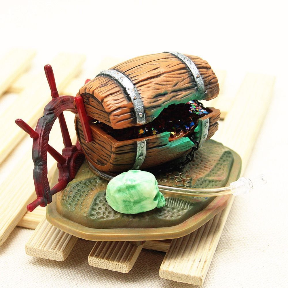 Fish Tank Resin Ornament Treasure Chest Pail Aquarium Decoration Air