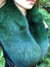 Finn Fox Fur Collar 43' (110cm) Fur Boa Saga Furs Big Scarf Green Fur Stole