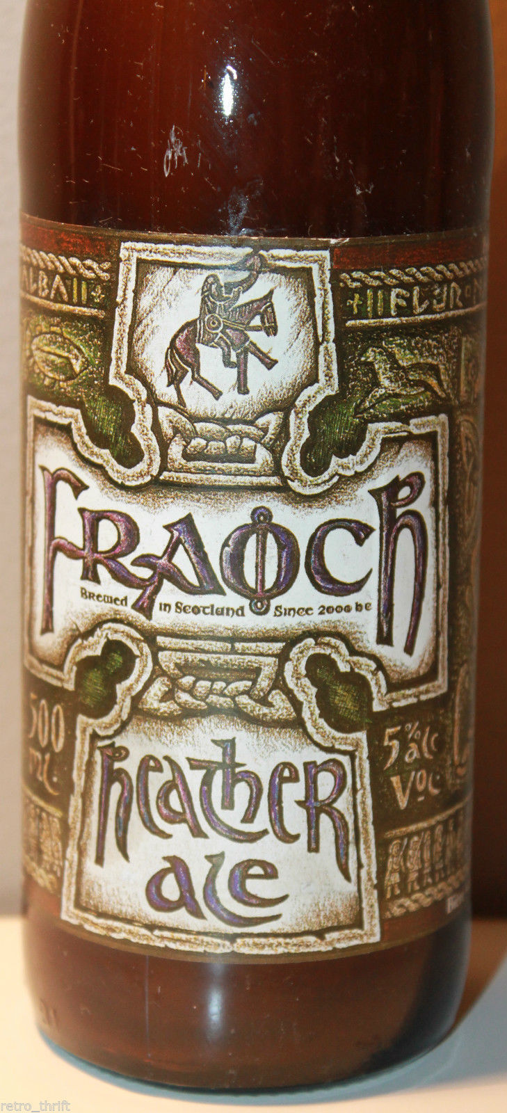 Fraoch Heather Ale Empty Bottle 500ml Scotland Brewed Beer 10.25" Tall