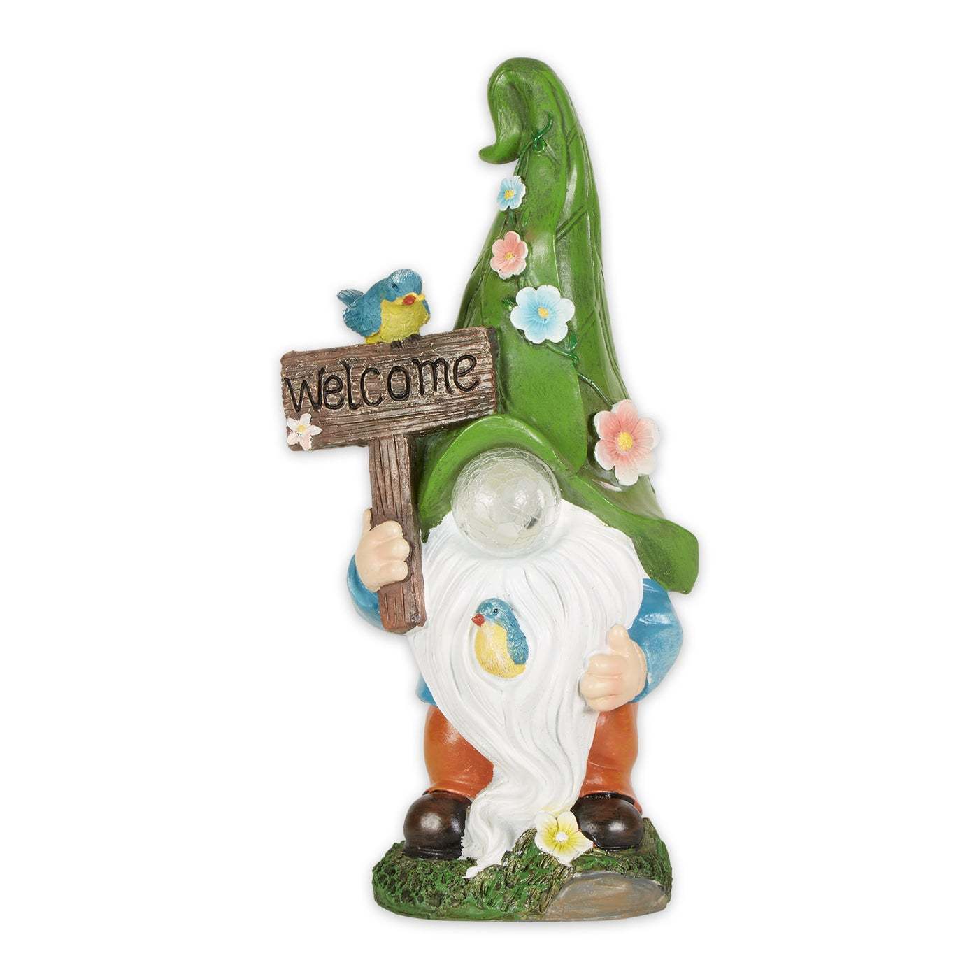 Gnome with Glowing Nose and Welcome Sign Solar Statue - $43.92