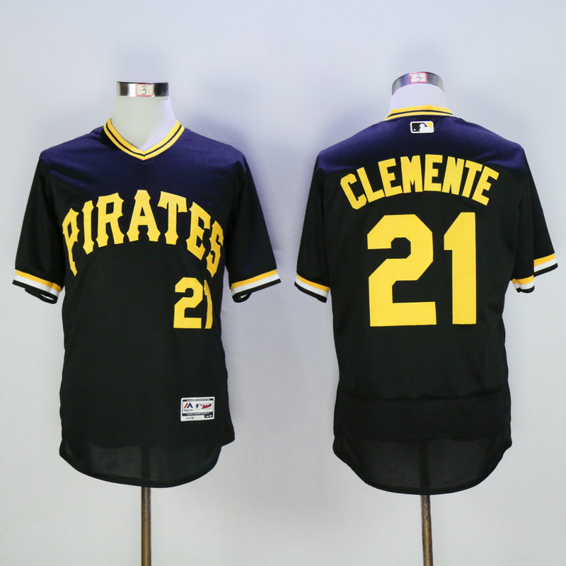 Pittsburgh Pirates 21 Roberto Clemente Flexbase Baseball Jersey Black