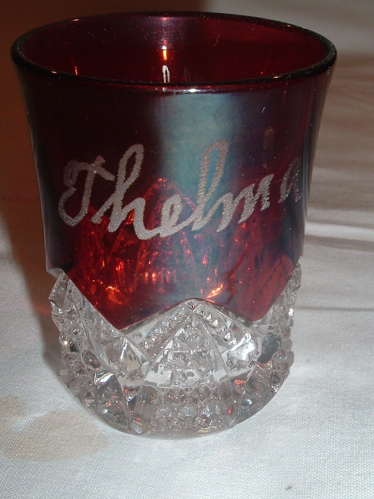 Antique Ruby Flash Souvenir Glass 1899 Phila Pennsylvania National