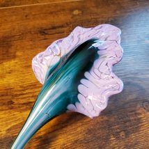 Hand Blown Glass Flower with Stem, Purple Calla Lily, Studio Art Glass Lily image 3