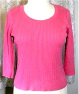 MEDIUM PINK Cable Knit Cotton SWEATER Size XL Pria - $14.99